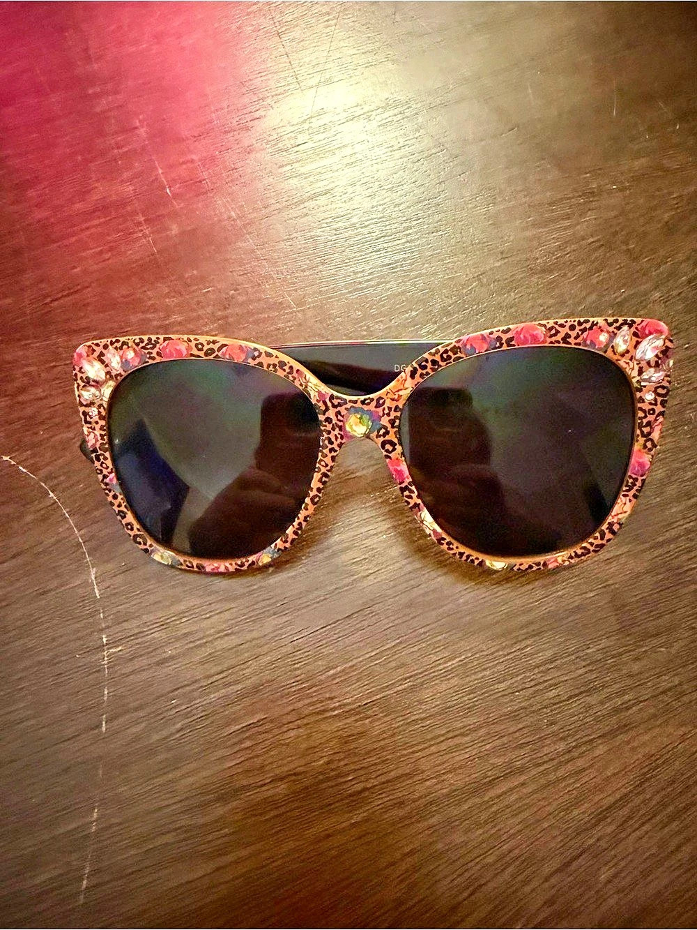 Betsey Johnson Animal Print Sunglasses Black & Orange